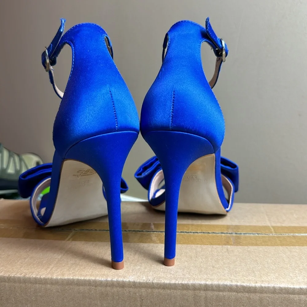 NWOT • Steve Madden • Women's Trusty Heeled Sandal 💙 Blue Satin 💙 Size 8.5 - Picture 10 of 17